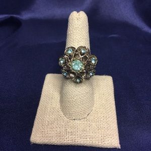 Vintage adjustable teal ring